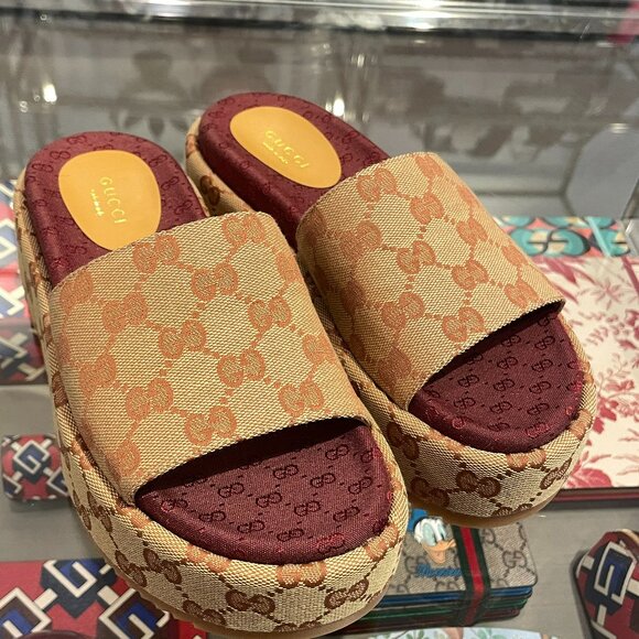 Gucci 573018 Angelina Platform Slide IT 35.5- US 5.5 - Picture 2 of 8